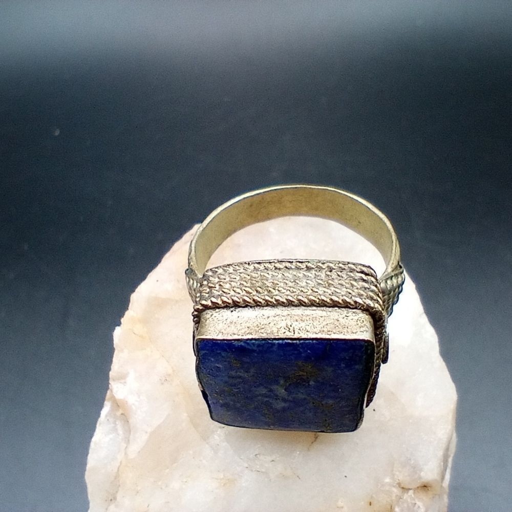 Caveman handcrafted lapis and sterling silver ring size 8 R252 - Picture 3 of 8